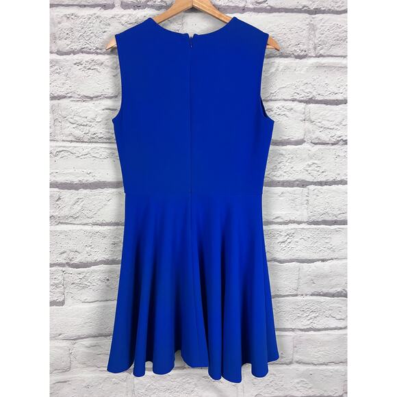 DIANE VON FURSTENBERG Women's 10 Blue Jeannie Sleeveless Fit Flare Pleated Dress - Picture 4 of 12